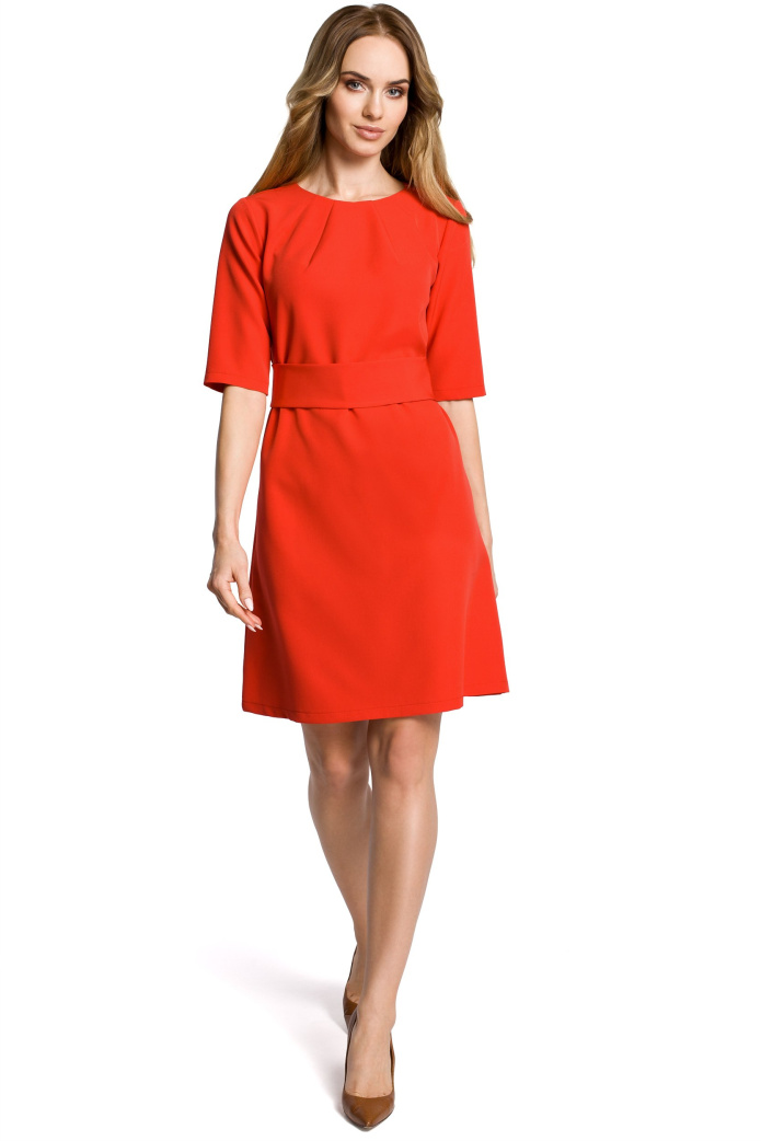 Sukienka midi - Trapezowa - czerwona